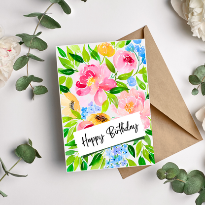 Happy Birthday Flowers Card