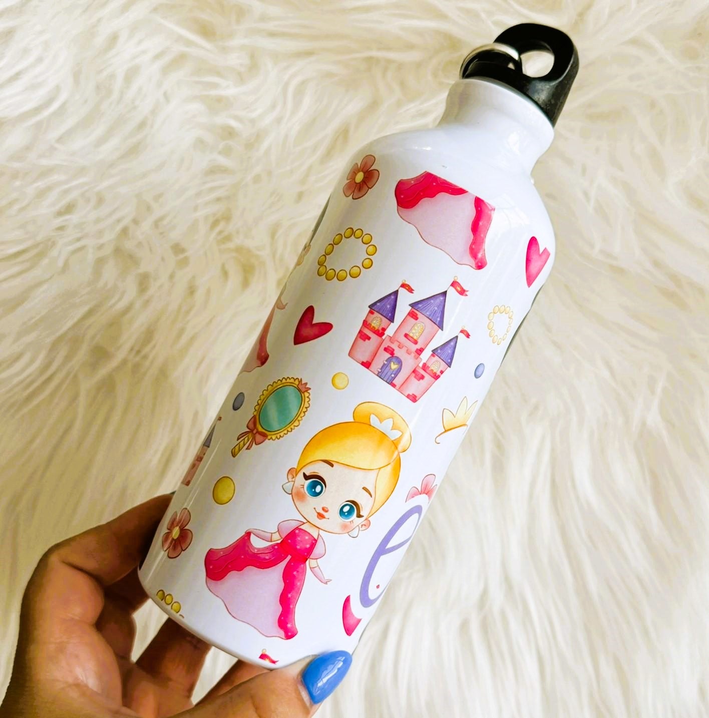 Personalised Pink Princess Water Bottle