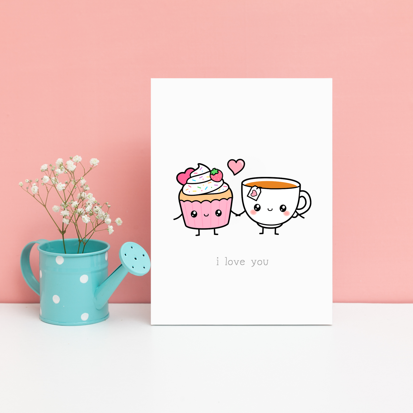 Cute Kawaii Tea & Cupcake Card