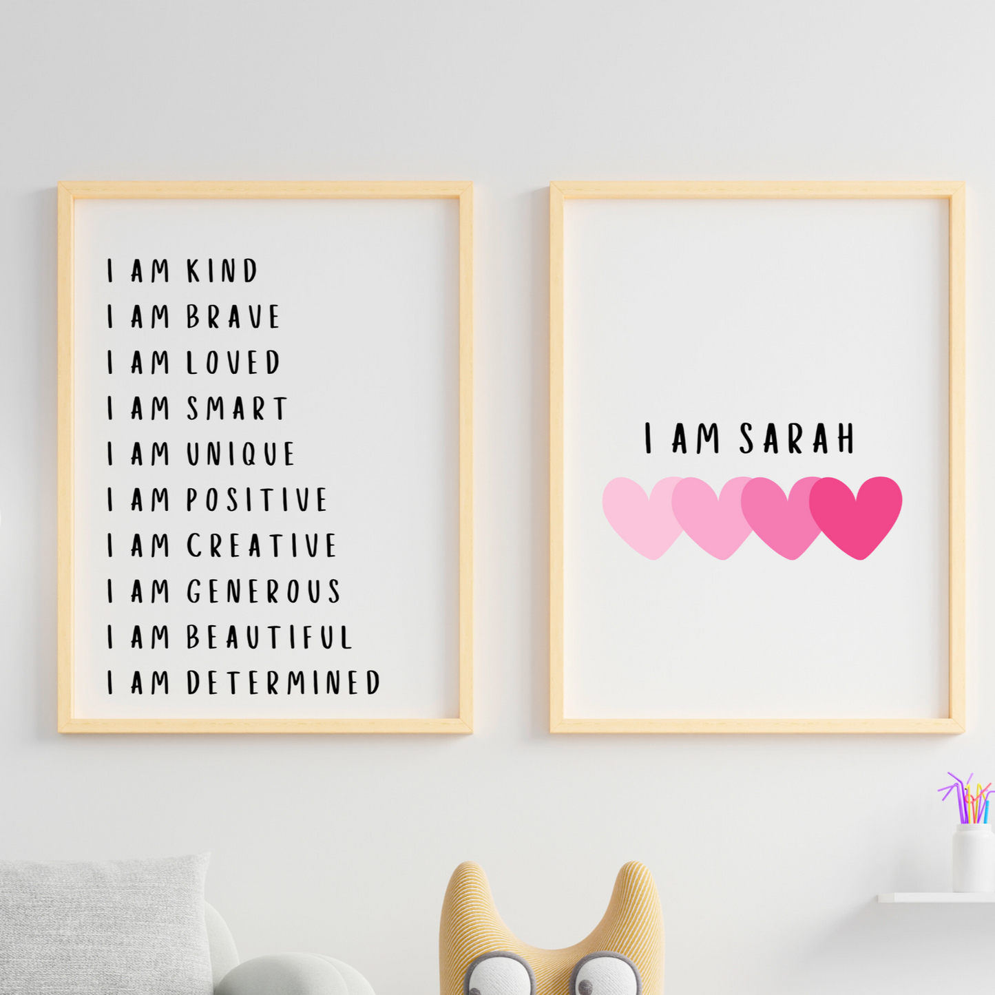 Pink Hearts Positive Affirmations