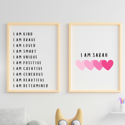 Pink Hearts Positive Affirmations