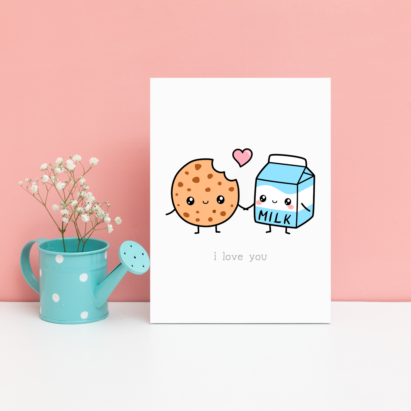 Cute Kawaii Milk & Cookies Card