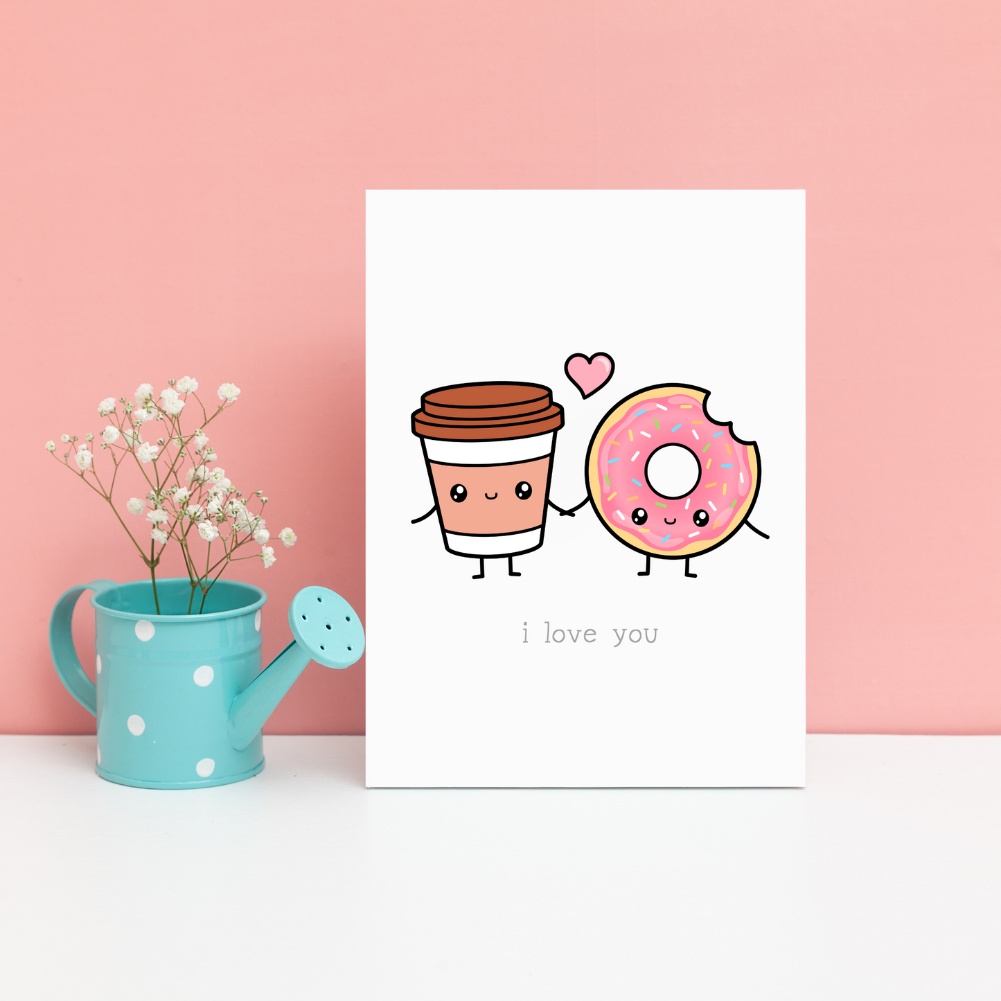 Cute Kawaii Coffee & Donuts Card