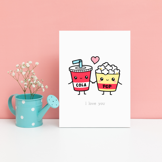 Cute Kawaii Cola & Popcorn Card